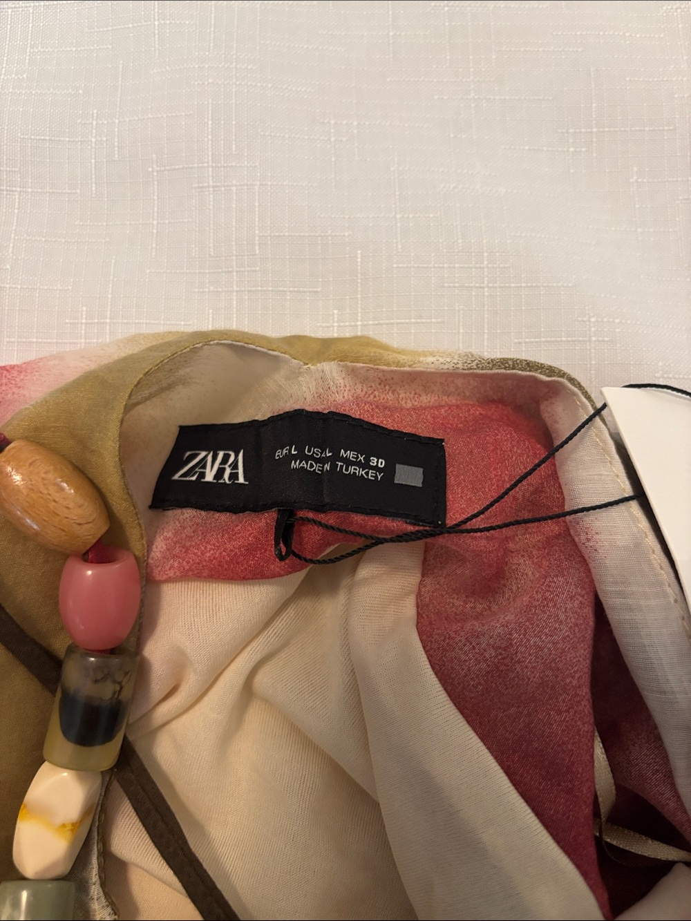 Zara Multicolor Tie-Dye Maxi Dress w/ Beaded Strap Detail SZ L Slip summer dress - Picture 5 of 12